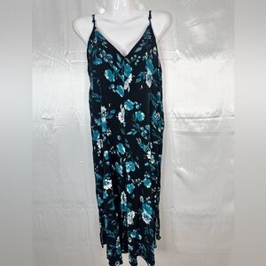 Floral Black and Teal Maxi Romper